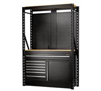 BUNKER® Modular Storage Combo 2 Tier Racking with Hardwood Shelving Pegboards and Floor Cabinet 1500mm (14 Piece)