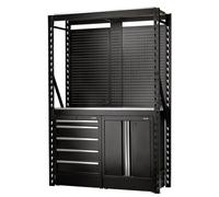 BUNKER® Modular Storage Combo 2 Tier Racking with Stainless Steel Shelving Pegboards and Floor Cabinets 1500mm (15 Piece)