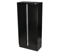 BUNKER Modular Tall Floor Cabinet 2 Door 2000mm Black 4 Adjustable Shelves 33166
