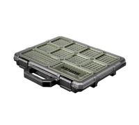 BUNKER Slim Tool Organiser 10 Removable Bins, Impact-Resistant Storage Case with Secure Latch, Water-Resistant Transparent Lid & Carry Handle, 408 x 373 x 55mm