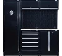 Bunker Modular Storage Combo With Stainless Steel Worktop (11 Piece), Black