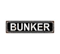 BUNKER Vintage Metal Tin Sign, Street Sign, Home Decor, Room Decor, Wall Decor, Bathroom Decor, Bar Decor, Cafe Decor, Garage Decor, 16 x 4 Inch