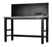 BUNKER Workbench with Stainless Steel Worktop and Power Pegboard 1550mm 28097