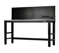 BUNKER® Workbench with Stainless Steel Worktop and Power Pegboard 1830mm
