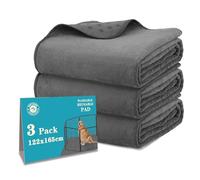 Bunlitent Washable Pee Pads for Dogs 165x122 cm, 3 Packs Extra Large Reusable Dog Mat with Quick Dry, Fast Absorbent Pet Whelping Pads, Puppy Playpen Mat for Incontinence, Housebreak, Crate, Grey