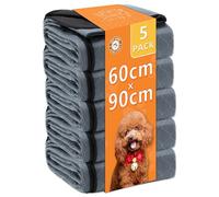 Bunlitent Washable Puppy Pads, 5 Pack Absorption Waterproof Pet Mat, Non-Slip Fast Drying Pads for Training, Reusable Dog Pee Pad for Playpen, Home, Car, Travel- 60x90 cm