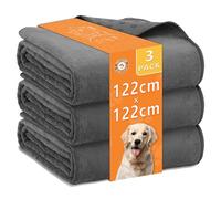 Bunlitent Washable Puppy Pads for Dog 122x122 cm, 3 Packs Extra Large Reusable Dog Training Pad with Quick Dry, Fast Absorbent Pet Playpen Mat for Incontinence, Whelping, Housebreak, Car, Grey