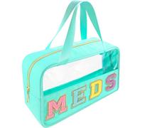 Bunliuys Clear Makeup Bag organizer TSA Approved Toiletry Bag, Clear Makeup Bags for Traveling, Chenille Letter Makeup Bag Clear Toiletry Bags for Traveling Waterproof Makeup Travel Bag, Light Blue4,