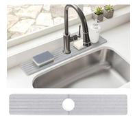 Bunmery Stone Faucet Mat for Kitchen Sink, 23.6" Diatomite Sink Tray, Fast Drying Faucet Splash Guard for Kitchen & Bathroom, Super Absorbent & Precents Moisture Buildup (Grey)
