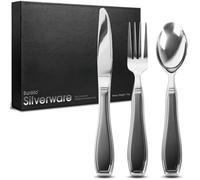 BUNMO Utensils for Elderly, Arthritis, Weak Hand Grip & Handicapped - for Tremors and Parkinsons Patients - Stainless Steel - Eat Independently - Weighted 3 Piece Set
