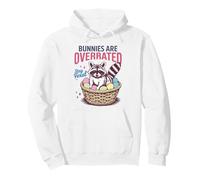 Bunnies are Overrated Stay Feral Funny Easter Raccoon Retro Pullover Hoodie