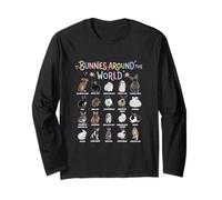 Bunnies Around The World Rabbit Breeds Chart Pet Animal Long Sleeve T-Shirt