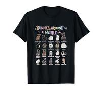 Bunnies Around The World Rabbit Breeds Chart Pet Animal T-Shirt