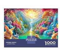 Bunnies by River with Easter Basket 1000-Piece Jigsaw Puzzle Cute Rabbit Classic Jigsaw Puzzles for All Ages 70x50cm/1000pcs