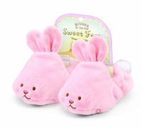 Bunnies by the Bay - Sweet Feet - Hoppy Feet - Pink Slippers - 3 - 6 Months