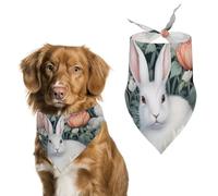 Bunnies Easter Flowers Cute Dog Bandanna Scarf Printed Adjustable Triangle Pet Kerchief for Dogs And Cats
