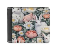 Bunnies Easter Flowers Printed Wallets Bifold Wallet Change Cash Bag with Multiple Card Slots for Men and Women