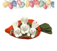 Bunnies In A Carrot Pouch Plush Three Bunnies Bag | Holiday Supplies, Easter Decoration, Children Stuffed Toy With Zipper For Home Travel