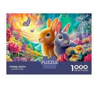 Bunnies in A Colorful Flower Garden 1000-Piece Jigsaw Puzzle Lucky Rabbit Great for Game Nights, Adults & Kids 70x50cm/1000pcs