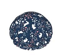 Bunnies In A Flower Meadow Reusable Elastic Bath Waterproof Shower Cap For Womens, Caps For Girls Spa Home Use,Hotel And Hair Salon