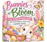 Bunnies In Bloom: A cozy spring coloring book with cute rabbits, easter eggs and garden scenes