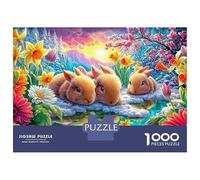 Bunnies Resting by A Snowy Stream 1000 Piece Jigsaw Puzzle Lucky Rabbit Perfect Birthday Present for Kids & Adults 52x38cm/1000pcs