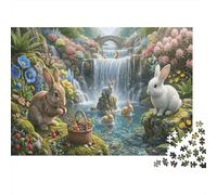 Bunny 1000 Piece Puzzle for Relaxation Waterfall Valley for First-Time Jigsaw Users Memory Improvement Housewarming Gift 70x50cm/1000pcs