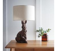 Bunny AntiqueCopper Resin Table Lamp with Linen Shade Elegant Everyday Lighting Solution for Any Room in Your Home | Perfect for Bedside, Console, and Entrance Tables