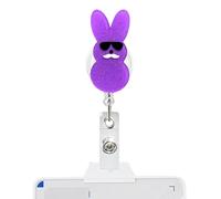 Bunny Badge Holder, Acrylic Easter Clip, 1.26x4.02 Inches Retractable Glitter Badge Reel, Card Holder Accessory with Sturdy Build, ID Clip with Fun Design, Badges Reel for Nurses and Doctors