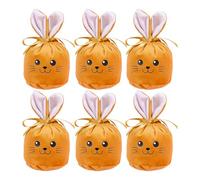 Bunny Bag with Ears - Velvet 6 Pack | Bunny Party Bags for and Kids | Candy Snack Jewellery Bags for Home, School, Food, Candy, Easter Parties
