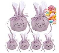 Bunny Bags - 6 Pieces 120 x 100 mm Funny Velvet with Drawstring | Reusable Candy Bags - for Spring Party Home Office Family Girls Boys
