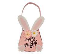 Bunny Bags - Easter Bunny Cloth Hamper Bag With Handles, Personalised Cute Easter Basket, Small Rabbit Easter Bucket With Ear, Reusable Cute Party Decoration Egg Treat Bag For Holiday & Home