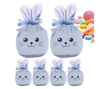 Bunny Bags for Treats, 6 Pieces 12 x 10 cm Cute Reusable Velvet Bunny Bags for Easter, for Spring Party Home Office Family Girls Boys Snack Candy