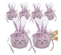 Bunny Bags for Treats | 6 Pieces 120 x 100 mm Funny Velvet with Drawstring | Easter Rabbit Bags Spring Decoration, for Birthday Girls Girls Home School Snacks Candy Gi