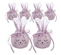 Bunny Bags Goodies - 6 Piece Reusable Drawstring Storage Bags, 4.7x3.9 Inch Size Feature, Cute Easter Party Supply For Party Birthday Teen Kids Girls Home School Snack Food Candy Jewelry