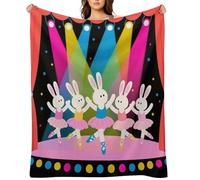 Bunny Ballerinas on Stage Flannel Fleece Throw Blanket Soft Cozy Throws for Couch Sofa Bed Farmhouse Blanket Comfort Decorative Travel Blankets Lightweight All Season 50"x60"
