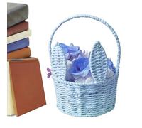Bunny Basket, Hand Woven Gathering Basket, Handmade Lightweight Paper Rope Decor, Charming Storage for Living Room, Bedroom Picnic, Candy Party, Home Holiday, 7.87x7.87x10.24in