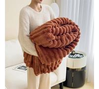 Bunny Blanket for Women,Fluffy Warm Thick Plush Bubble Blanket,Faux Rabbit Fur Throw Couch Bed Sofa, Soft Cozy Fuzzy Decorative for Living Room Bedroom (caramel,47x79inch)