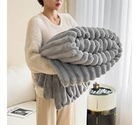 Bunny Blanket for Women,Fluffy Warm Thick Plush Bubble Blanket,Faux Rabbit Fur Throw Couch Bed Sofa, Soft Cozy Fuzzy Decorative for Living Room Bedroom (khaki,59x79inch)