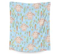 Bunny Blanket Gifts - 50x40 Inches Cute Throw Blanket for Kids, Girls, Boys - Light Blue Soft Fuzzy Blankets for Crib, Couch & Travel