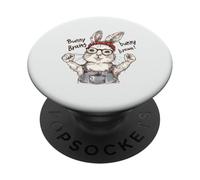 Bunny Brains Bunny Brawn Funny Rabbit Smart Strong PopSockets Adhesive PopGrip