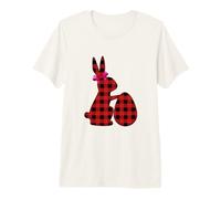 Bunny Buffalo Red Plaid Print Happy Easter Day Rabbit Eggs Premium T-Shirt