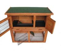 BUNNY BUSINESS Double Decker Rabbit/Guinea Hutch Hutches with ramp SLIDING PLASTIC TRAY 36" Includes Deluxe Hutch Cover