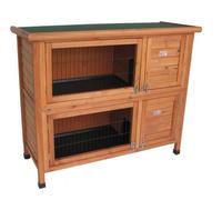 BUNNY BUSINESS Double Hutch Rabbit/Guinea Hutch Run with Deluxe Hutch Cover, 48-inch