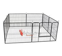 BUNNY BUSINESS Heavy Duty 8 Panel Puppy Play Pen/ Rabbit Enclosure, Small, Gunmetal Grey