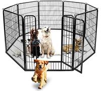BUNNY BUSINESS Heavy Duty 8 Panel Puppy Play Pen/ Rabbit Enclosure, Medium, Gunmetal Grey