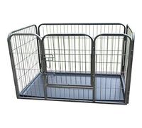 BUNNY BUSINESS Heavy Duty Puppy Play Pen/ Rabbit Enclosure with Plastic Floor, Large, 125 x 80 x 90 cm, Gunmetal Grey