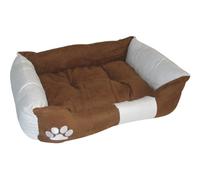 BUNNY BUSINESS Luxury Super Soft Dog Beds Faux Suede, Extra Large, 42-inch, Brown/ White