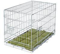 Bunny Business Metal Dog Crate 2 Doors with Bedding and Lint Rollers, Large, 36-inch, Silver