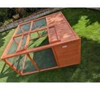 Bunny Business Rabbit and Guinea Pig Run Runs, Partly Sheltered from the elements, Foldable, Stained in Red Cedar, Run Size: 122 x 122 x 61 cms L x D x H